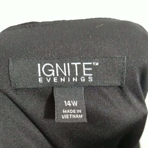 Ignite Evenings Cocktail Dress Boatneck Women Size 14W Black Red Floral FLAW - Picture 5 of 9